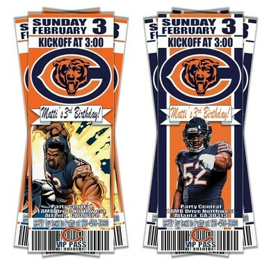 Chicago Bears NFL Football Birthday Mack Invitation Ticket Picture