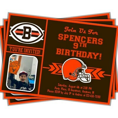 Cleveland Browns Photo NFL Football Birthday Invitation 5&quot;x7&quot;