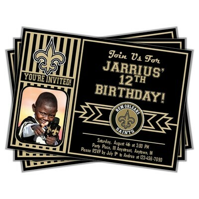 New Orleans Saints NOLA NFL Football Birthday Invitation 5x7 with pic