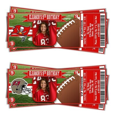 Tampa Bay Buccaneers NFL Football Birthday Invitation Ticket Style
