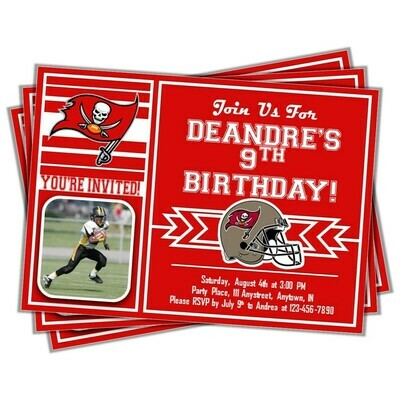 Tampa Bay Buccaneers Photo NFL Football Birthday Invitation 5&quot;x7&quot;