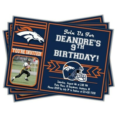 Denver Broncos NFL Football Birthday Invitation 5x7 with pic