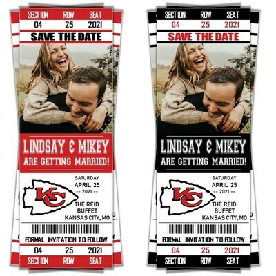 Kansas City Chiefs KC SAVE THE DATE photo NFL Football Invitation Ticket Style