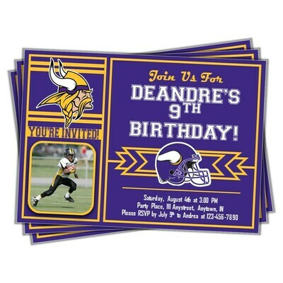 Minnesota Vikings NFL Football Birthday Invitation 5x7 with pic