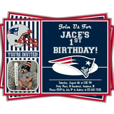 New England Patriots Photo NFL Football Birthday Invitation 5&quot;x7&quot;