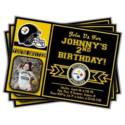 Pittsburgh Steelers NFL Football Birthday Invitation 5x7 with pic