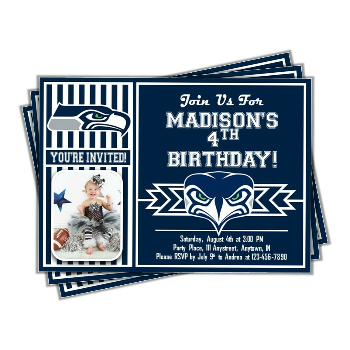 NFL Seattle Seahawks Birthday Invitation  Seahawks, Birthday invitations,  Birthday