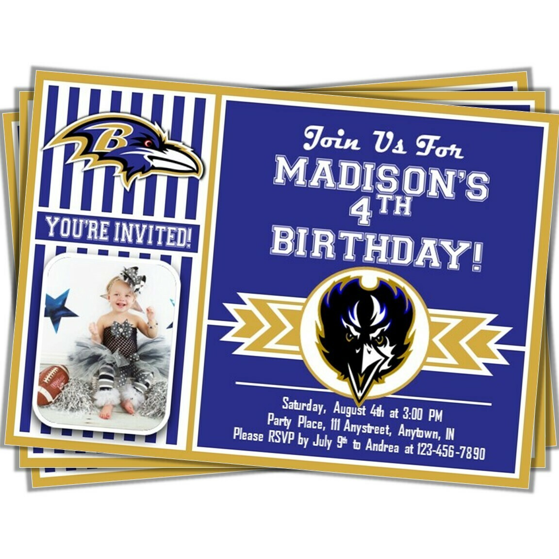 Editable Baltimore Ravens Birthday Ticket Invitations DIY