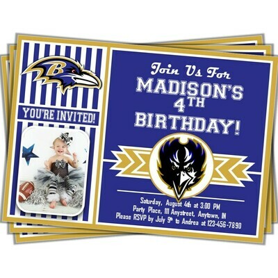 Baltimore Ravens Photo NFL Football Birthday Invitation 5&quot;x7&quot;