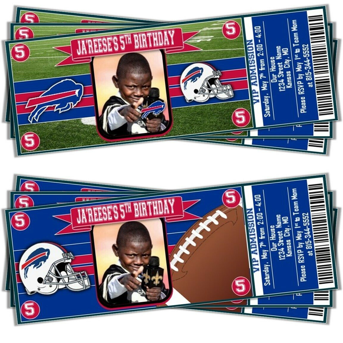 Buffalo Bills NFL Football Birthday Invitation Ticket Style