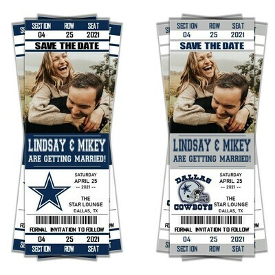 Dallas Cowboys DAL SAVE THE DATE photo NFL Football Invitation Ticket Style