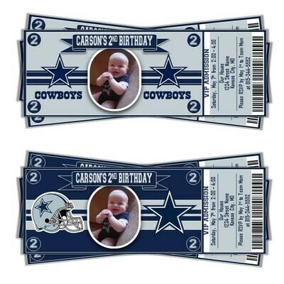 Dallas Cowboys NFL Football Birthday Invitation Ticket Style