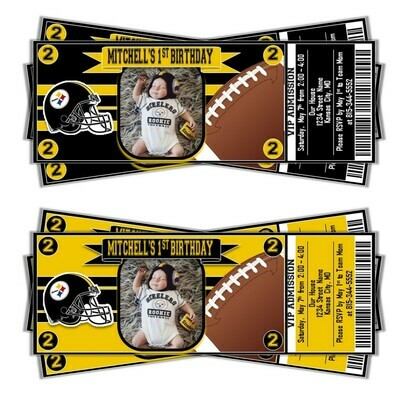 Pittsburgh Steelers NFL Football Birthday Invitation Ticket Style