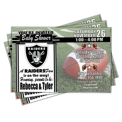 Oakland Raiders 4&quot;x6&quot; NFL Football Baby Shower Invitation