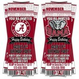 Alabama Crimson Tide College NCAA Birthday Invitation Ticket Style