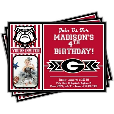 Georgia Bulldogs College Basketball Birthday Invitation 5&quot;x7&quot; with photo