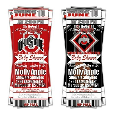 Ohio State Buckeyes Baby Shower Ticket Invitation invite