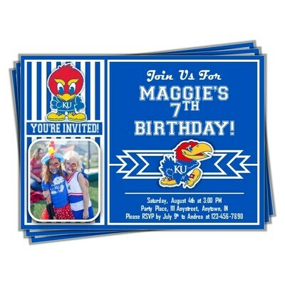 Kansas Jayhawks Photo College Basketball Birthday Invitation 5&quot;x7&quot;