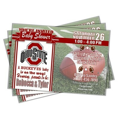 Ohio State Buckeyes 4&quot;x6&quot; NCAA College Football Baby Shower Invitation