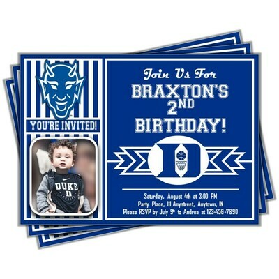 Duke Blue Devils College basketball Birthday Invitation 5&quot;x7&quot; with photo