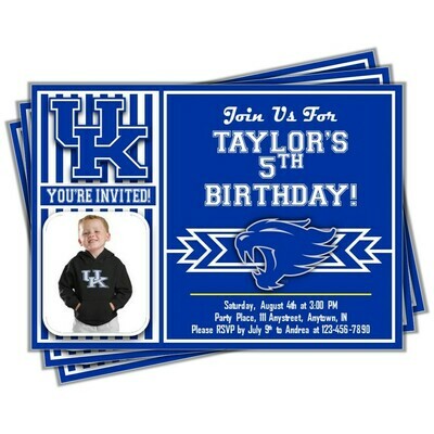 Kentucky Wildcats College Basketball Birthday Invitation 5&quot;x7&quot; with photo