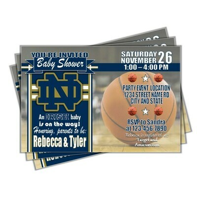Notre Dame Fighting Irish 4&quot;x6&quot; NCAA College Basketball Baby Shower Invitation