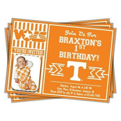Tennessee Volunteers UT Vols College Basketball Birthday Invitation 5&quot;x7&quot; with photo
