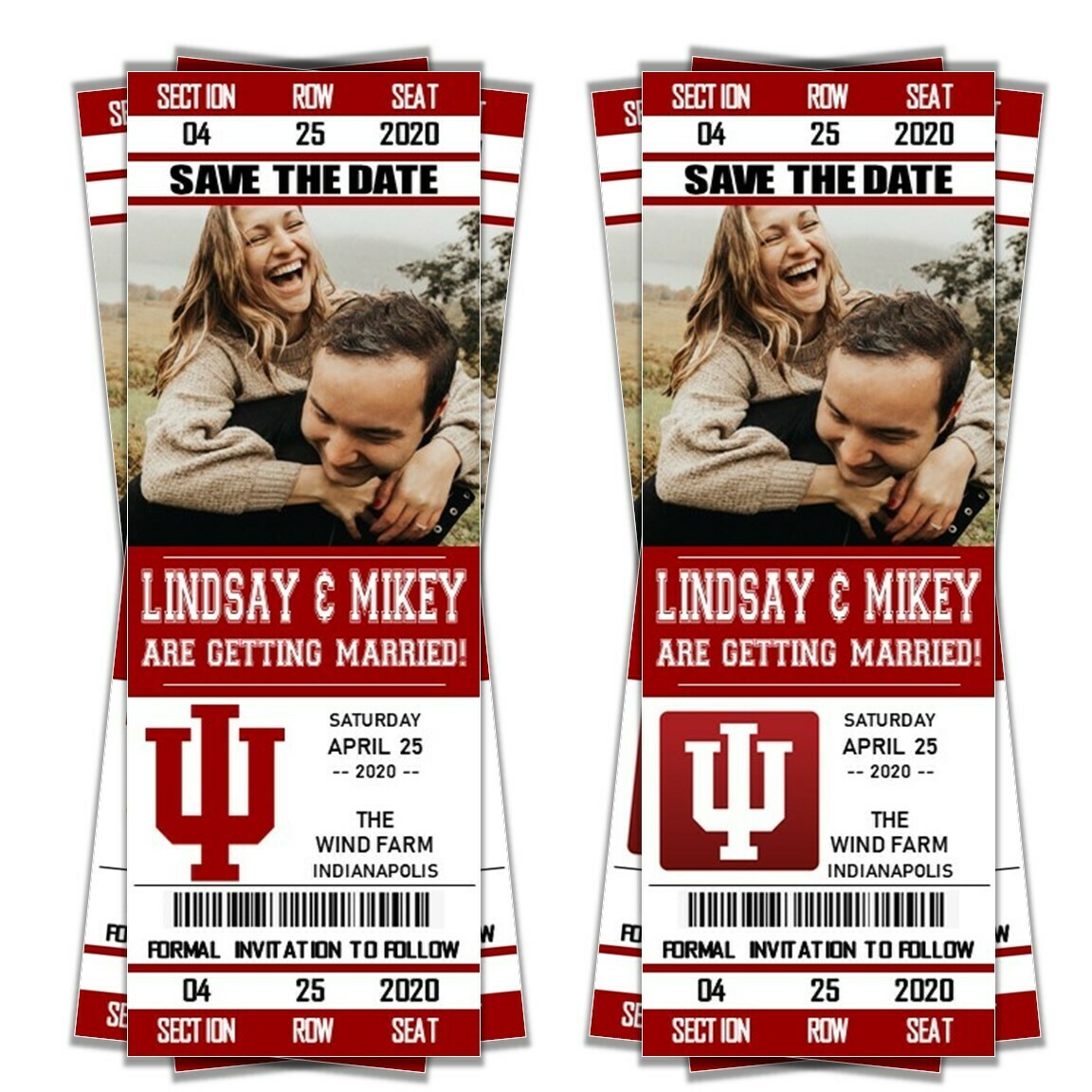 Indiana University IU Hoosiers SAVE THE DATE photo NCAA College Basketball invitation ticket