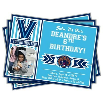 Villanova Wildcats &#39;nova College Basketball Birthday Invitation 5&quot;x7&quot; with photo