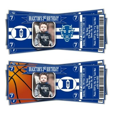 Duke Blue Devils NCAA College Basketball Birthday Invitation Ticket Style