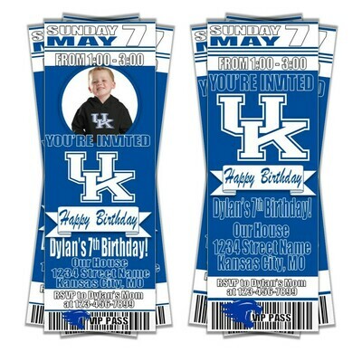 Kentucky Wildcats College NCAA Birthday Invitation Ticket Style