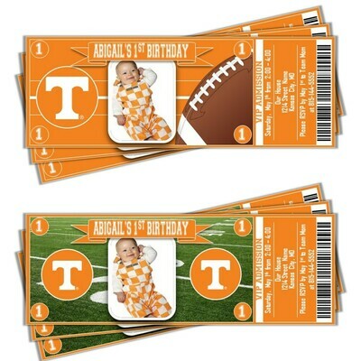 Tennessee Volunteers #Vols NCAA College Football Basketball Birthday Invitation Ticket Style
