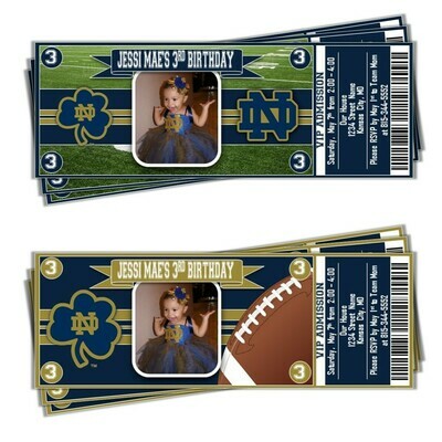 Notre Dame Fighting Irish NCAA College Football Birthday Invitation Ticket Style
