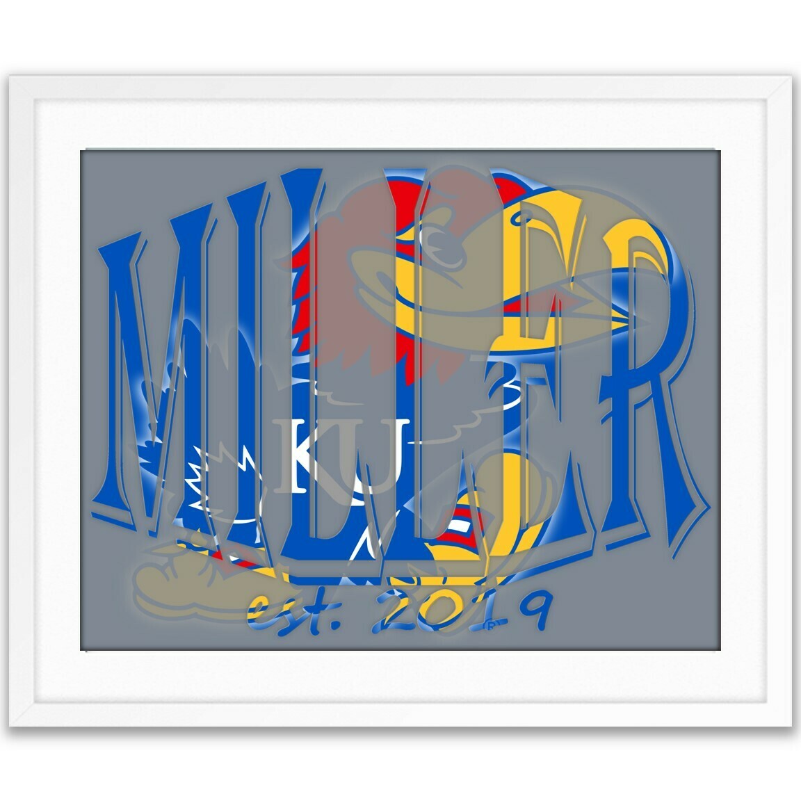 Kansas Jayhawks KU Custom Name Gift -- Photo print