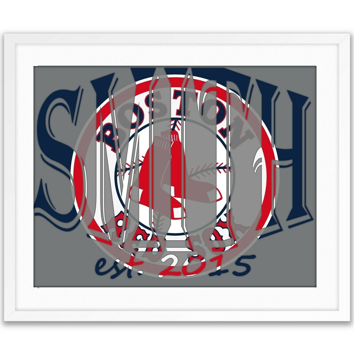 Boston Red Sox MLB Baseball Custom Name Art Gift -- Photo print