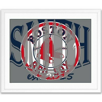 Boston Red Sox MLB Baseball Custom Name Art Gift -- Photo print