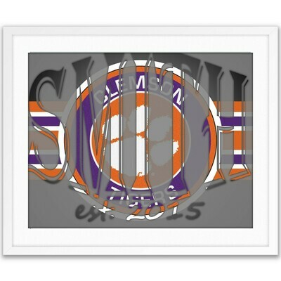 Clemson Tigers SC College Football Custom Name Art Gift -- Photo print