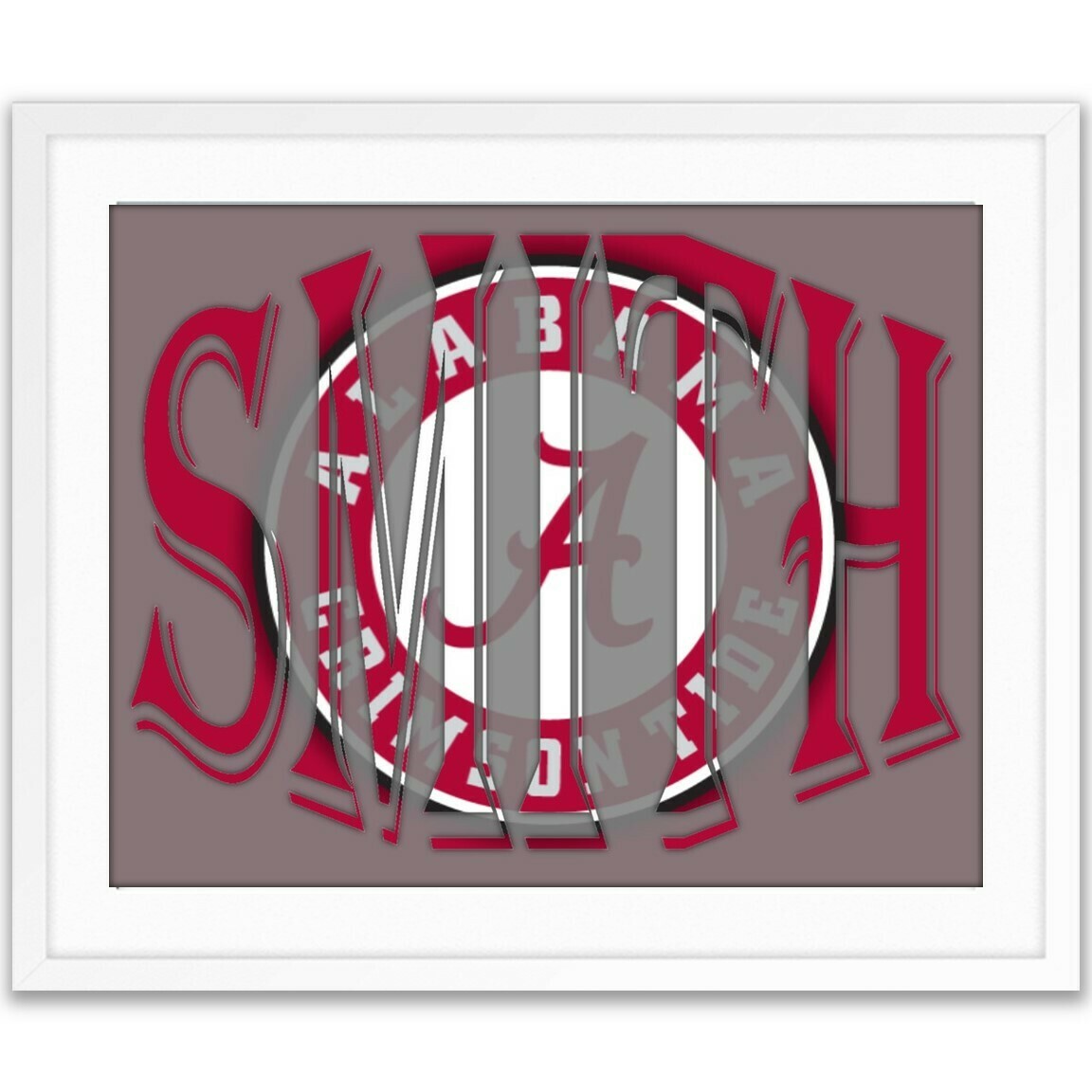 Alabama Crimson Tide College Football Custom Name Art Gift Xmas Present