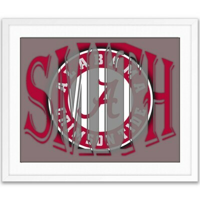 Alabama Crimson Tide College Football Custom Name Art Gift Xmas Present