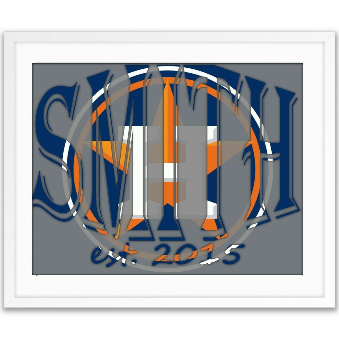 Houston Astros MLB Baseball Custom Name Art Gift -- Photo print