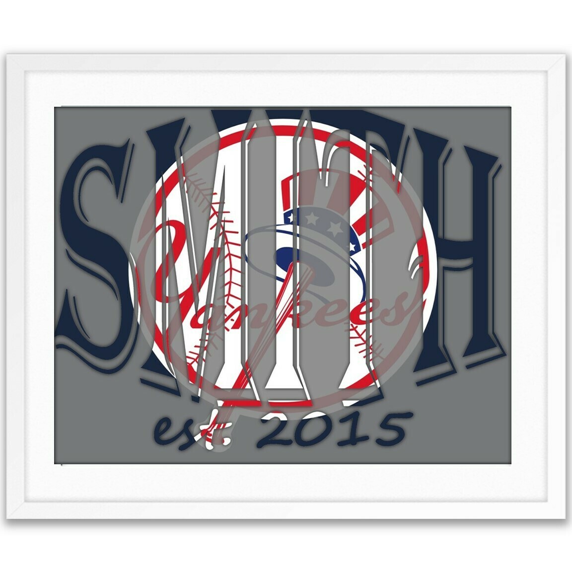 New York Yankees Custom Name Art Gift -- Photo print XMAS