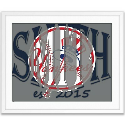 New York Yankees Custom Name Art Gift -- Photo print XMAS