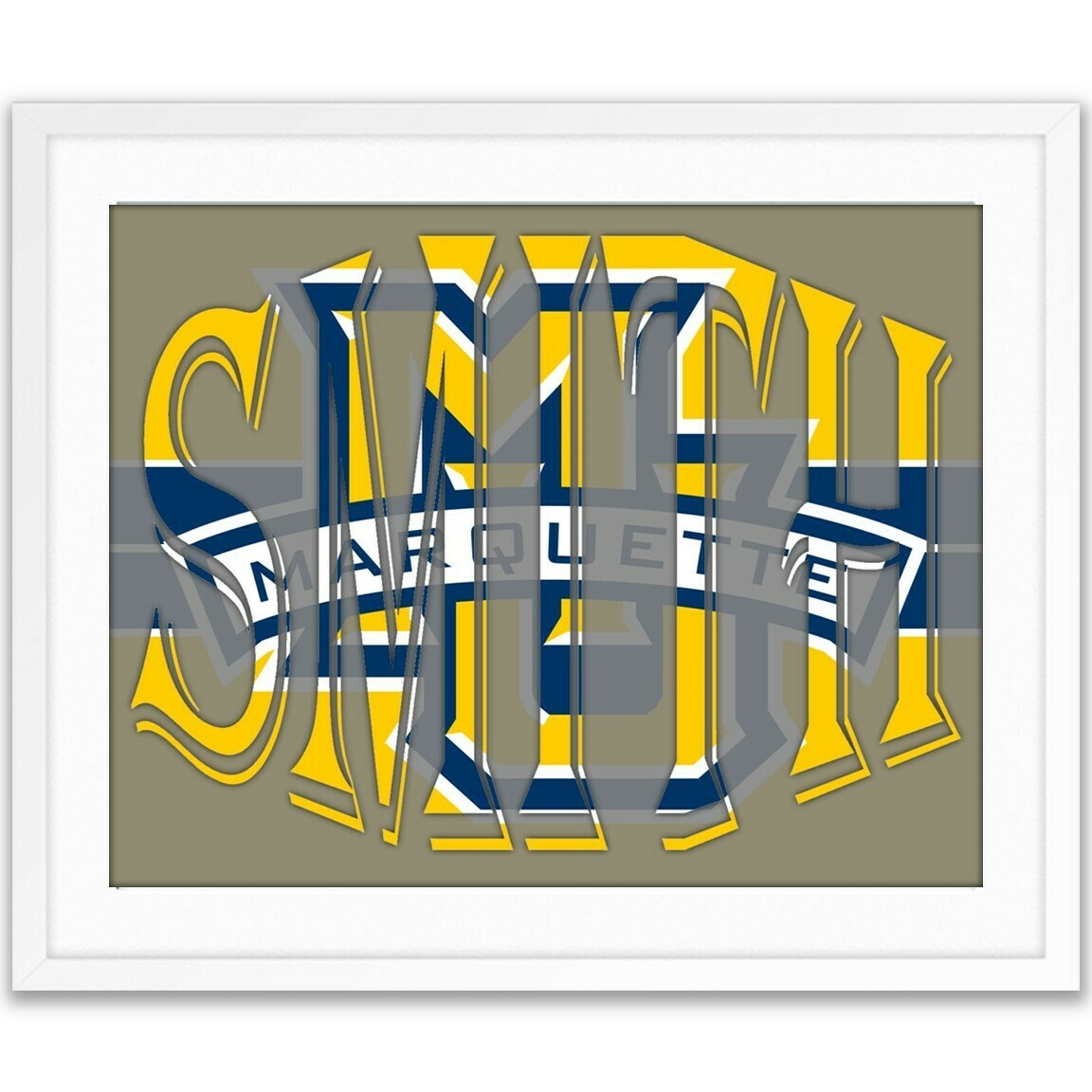 Marquette University Golden Eagles NCAA Custom Name Art Gift Xmas Present