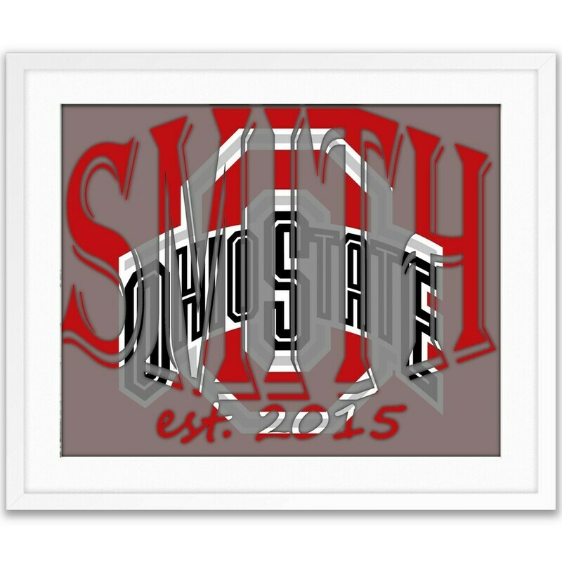 Ohio State Buckeyes OSU College Football Custom Name Art Gift -- Photo print