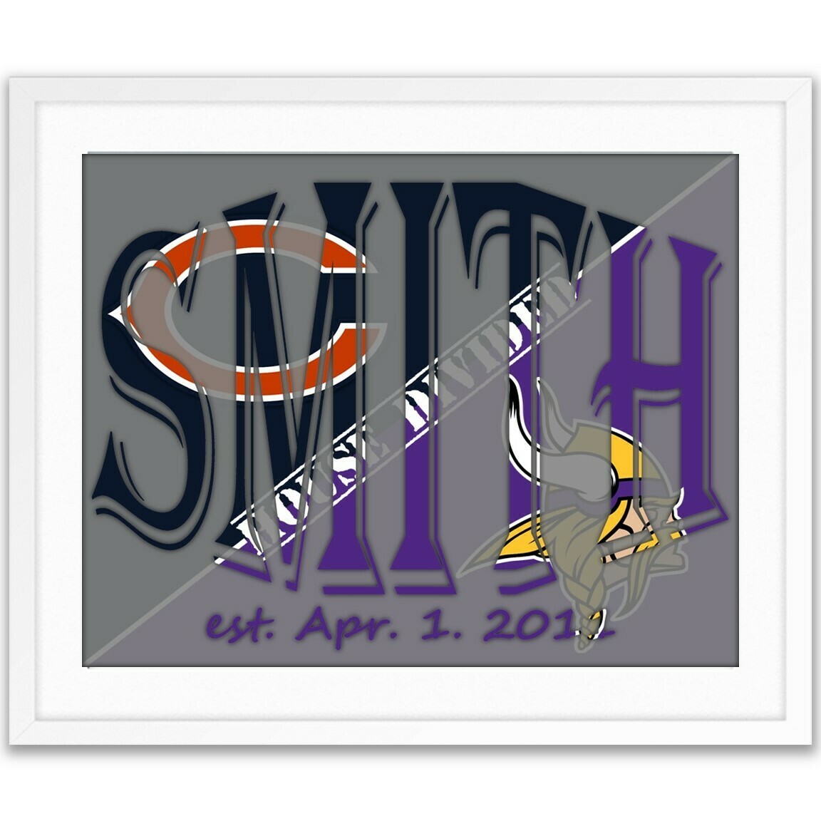 RIVALRY NFL Chicago Bears Minnesota Vikings NFL Custom Name Art Gift House Divided