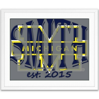 Michigan Wolverines College Football Custom Name Art Gift -- Photo print
