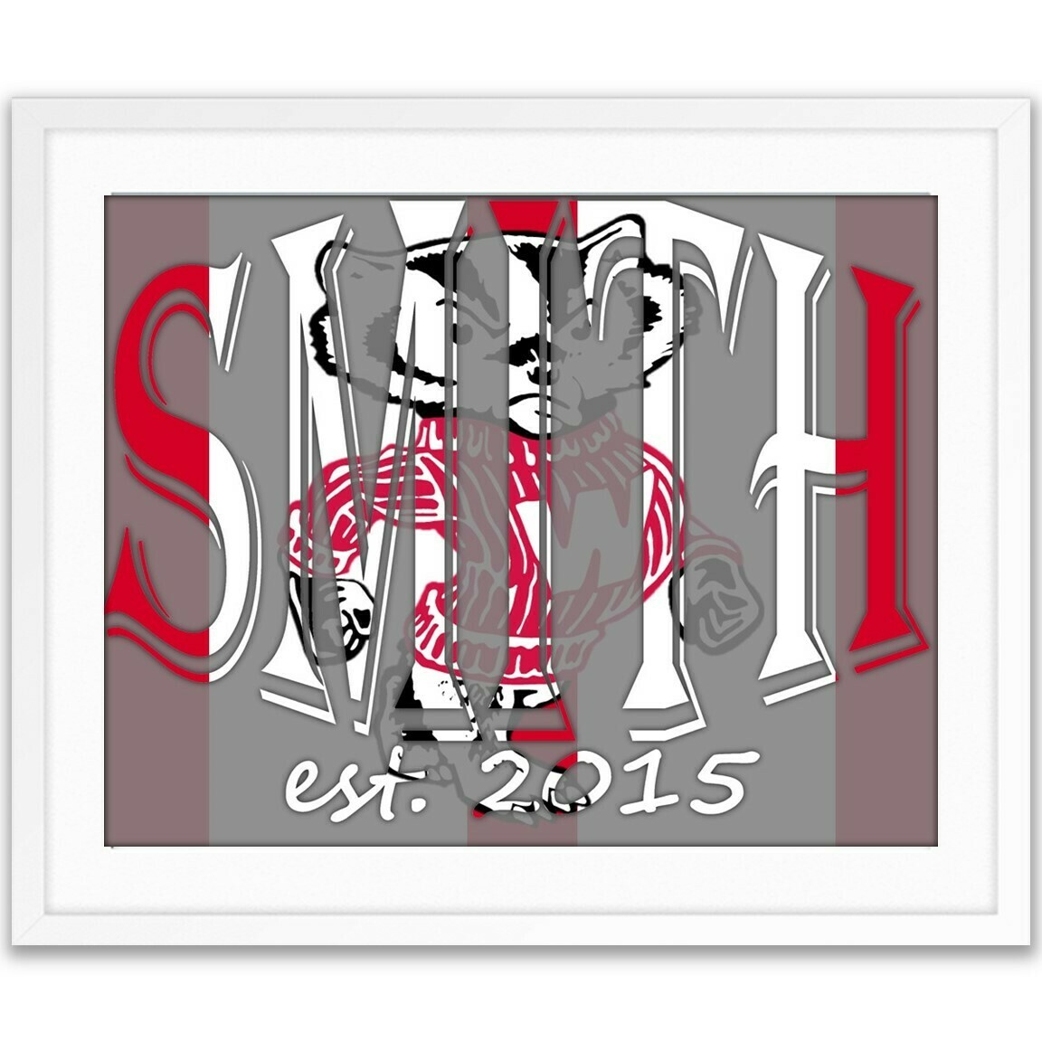 Wisconsin Badgers UW College Football Custom Name Art Gift -- Photo print