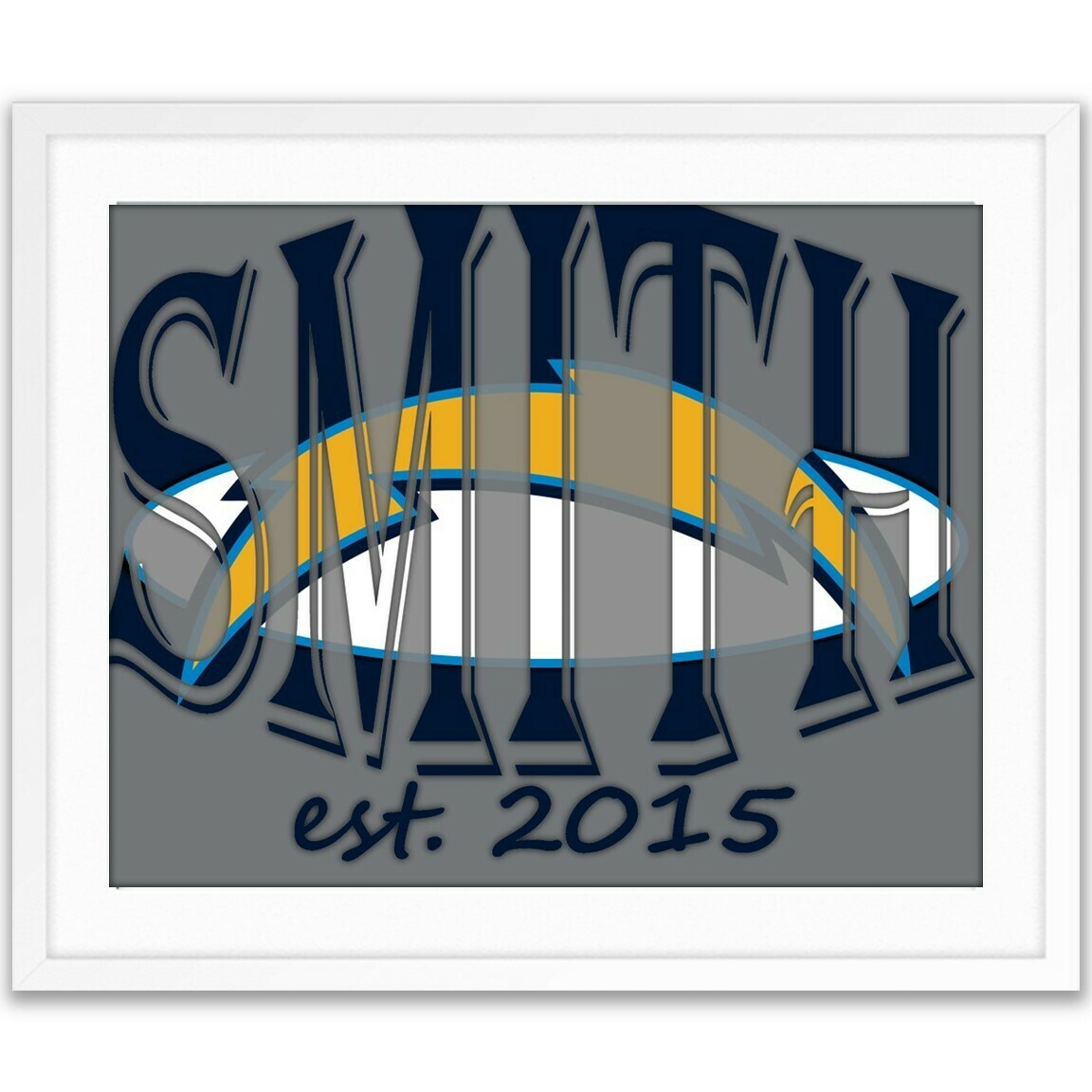 Los Angeles LA Chargers NFL Football Custom Name Art Gift -- Photo print