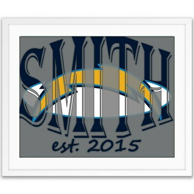 Los Angeles LA Chargers NFL Football Custom Name Art Gift -- Photo print