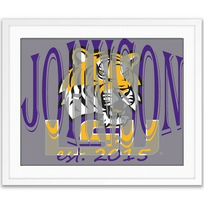 LSU Tigers College Football Custom Name Art Gift Xmas Present